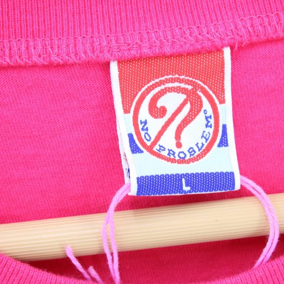 Vintage No Problem T-Shirt Men's Pink Short Sleeve Elephant Embroidered Logo L - Picture 6 of 9